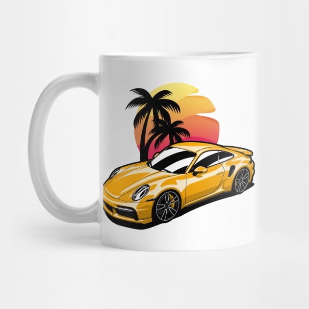 Yellow 911 Turbo S Palms Sunset by KaroCars